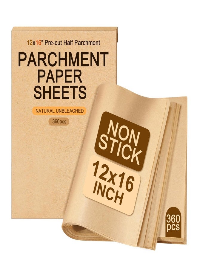 tchrules 12x16 Inch Parchment Paper Sheets for Baking, 360 Count Thicker Precut Half Sheet Pan Liners, Unbleached Non-Stick Baking Paper for Oven Air Fryer Microwave, 450℉ Heat Resistant (360) - Image 1