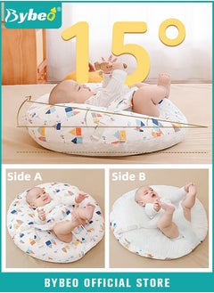 Bybeo Baby Nursery Pillow,Removeable Breastfeeding Pillows,Toddler Bedding,Anti vomit Milk Babies Crib Wedge Headrest for Newborn and Infant,15 Degree Incline,Double-Side Use for Better Night's Sleep  - Image 1