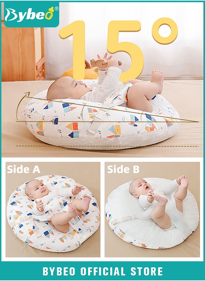 Bybeo Baby Nursery Pillow,Removeable Breastfeeding Pillows,Toddler Bedding,Anti vomit Milk Babies Crib Wedge Headrest for Newborn and Infant,15 Degree Incline,Double-Side Use for Better Night's Sleep  - Image 1