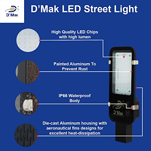 D'Mak 50-Watt LED Street Light with IP65 Waterproofing, Rustproof, Energy Saving & Durable Flood Light for Outdoor & Industrial Use, Aluminum Body Cool White 50-Watt LED Light Pack of 1 - Image 3