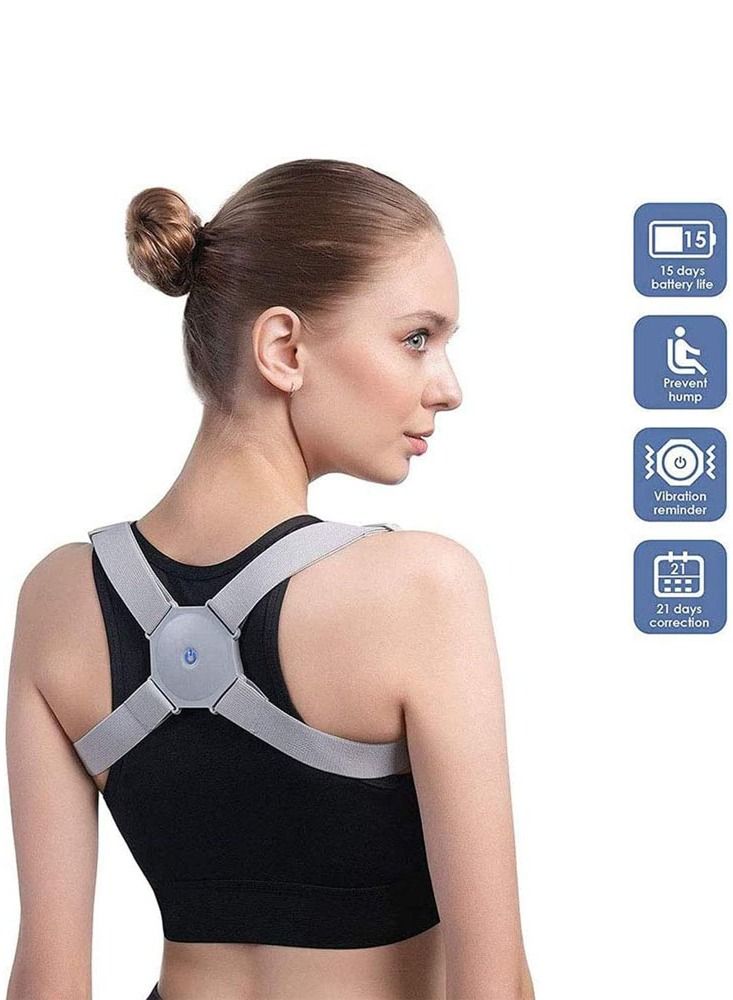Adjustable Posture Corrector, Intelligent Posture Reminder with Sensor Vibration Adjustable Upper Back Brace Support Prevent Humpback, for Men Women and Kids - Image 1