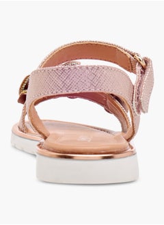 JUNIORS Girls Embellished Sandals with Hook and Loop Closure  - Image 4