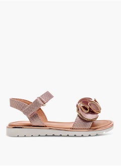 JUNIORS Girls Embellished Sandals with Hook and Loop Closure  - Image 2