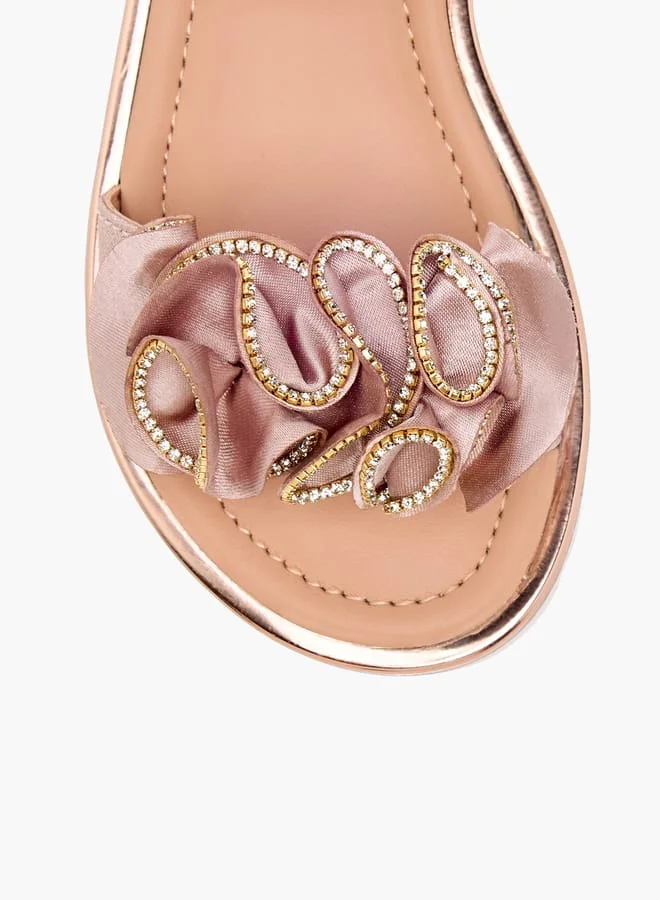 JUNIORS Girls Embellished Sandals with Hook and Loop Closure