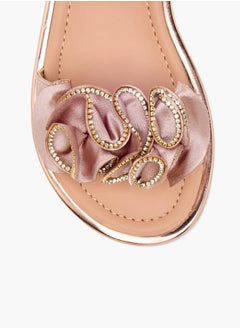 JUNIORS Girls Embellished Sandals with Hook and Loop Closure  - Image 3