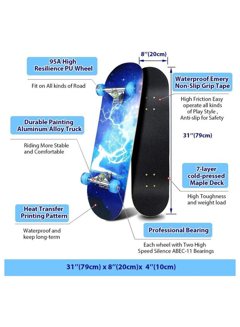 DMG TECH This complete skateboards is fully assembled, comes with a repair tool. This skateboard is an ideal gift for teen boys and girls. - Image 3