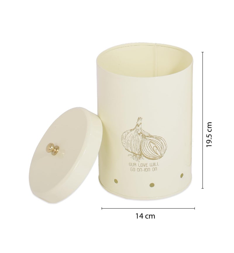 Elan Country Metal Onion Storage Bin, Vegetable Organizer for kitchen,Storing Onion 1.5 kg (Off White) - Image 3
