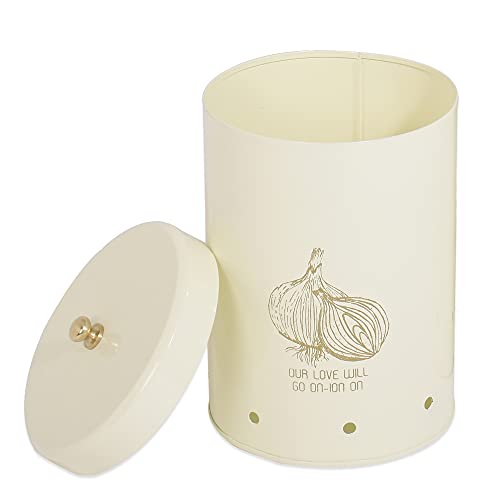 Elan Country Metal Onion Storage Bin, Vegetable Organizer for kitchen,Storing Onion 1.5 kg (Off White) - Image 2