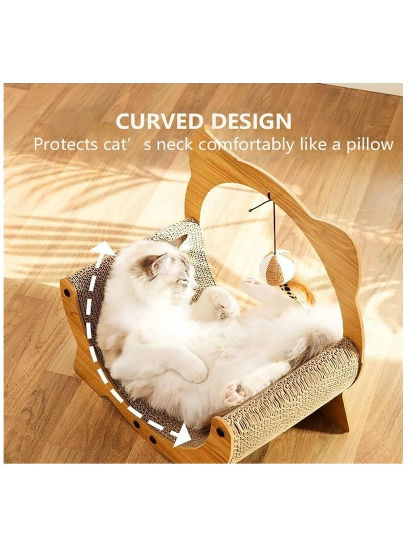 Generic - 3 in 1 Cat Scratcher Cardboard Cat Lounge Bed, Cat Scratching Pad with Hanging Ball, Premium Cardboard Cat Scratch Post Pad for Large Cats and Kittens - Image 1