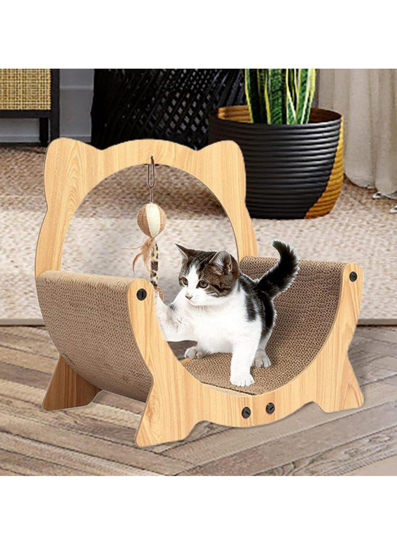 Generic - 3 in 1 Cat Scratcher Cardboard Cat Lounge Bed, Cat Scratching Pad with Hanging Ball, Premium Cardboard Cat Scratch Post Pad for Large Cats and Kittens - Image 1