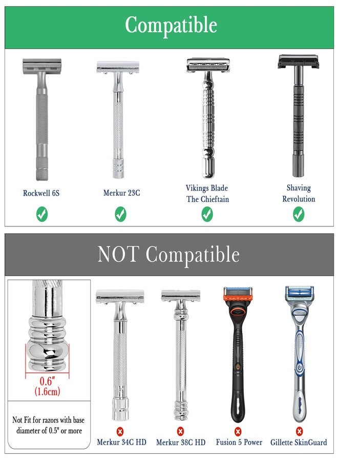 Linkidea 2 Pack Safety Razor Stand, Opening Dia 0.5" (13mm) Men's Shaving Razor Holder, Razor Holder for Bathroom Countertops Compatible with Shaving Revolution (Brushed Silver) - Image 2