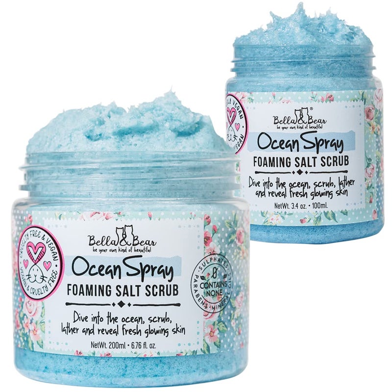 Bella and Bear Bella & Bear Ocean Spray Foaming Salt Scrub Bundle Full Size & Travel Size - Image 1
