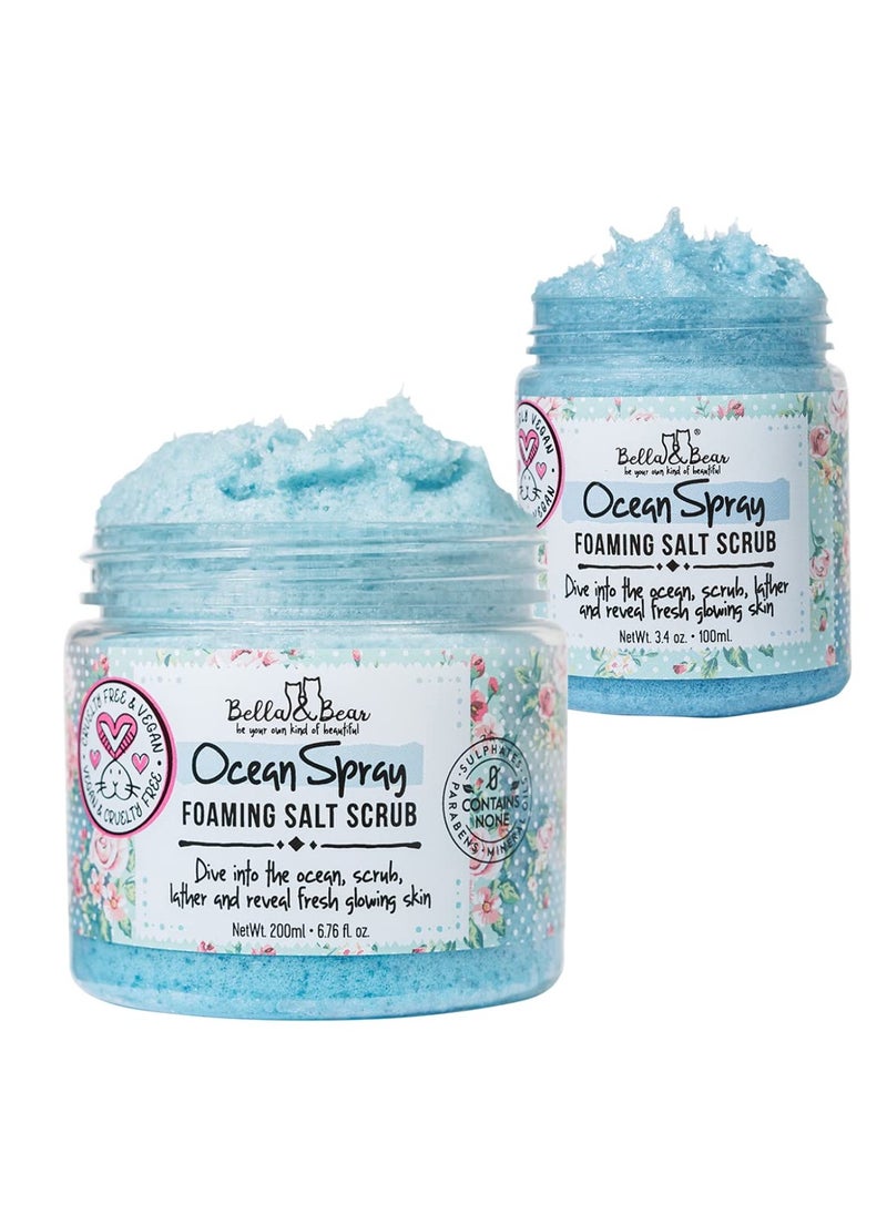 Bella and Bear Bella & Bear Ocean Spray Foaming Salt Scrub Bundle Full Size & Travel Size  - Image 1