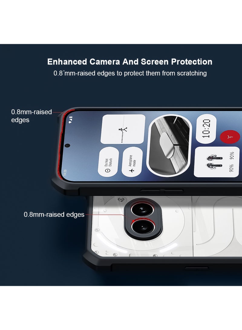 For Nothing Phone 2a Case, with 1 Pack Screen Protector, Camera Lens Protection Back Cover, TPU Shockproof Airbags Bumper Mobile Phone Cover, Anti-Yellowing Slim Fit Protective Casing (Black Clear) - Image 3