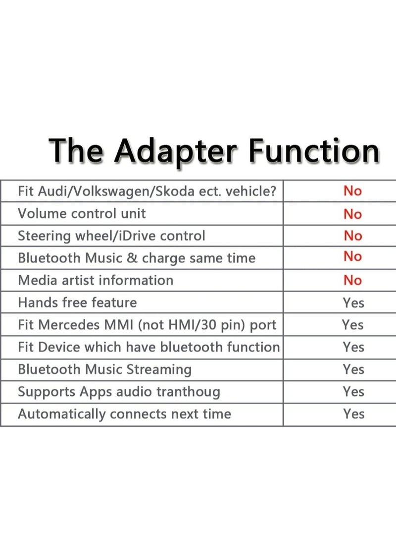 Generic Bluetooth Adapter For Mercedes Benz MMI Interface Cellphone Play HiFi Music Mercedes Bluetooth  - Image 4