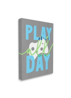 Stupell Industries Play All Day Phrase Rustic Video Game Controller, Designed By Daphne Polselli Canvas Wall Art, 30 X 40, White  - Image 2