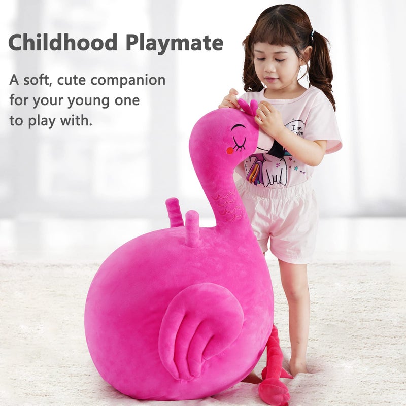 iPlay, iLearn كرة قفز الفلامنجو للأطفال من iPlay و iLearn، لعبة قفز حيوانات قابلة للنفخ، دمى قافزة من الفرو الوردي، قفز نشط في الهواء الطلق والداخل، هدية عيد ميلاد للبنات من 3 إلى 6 سنوات - Image 5
