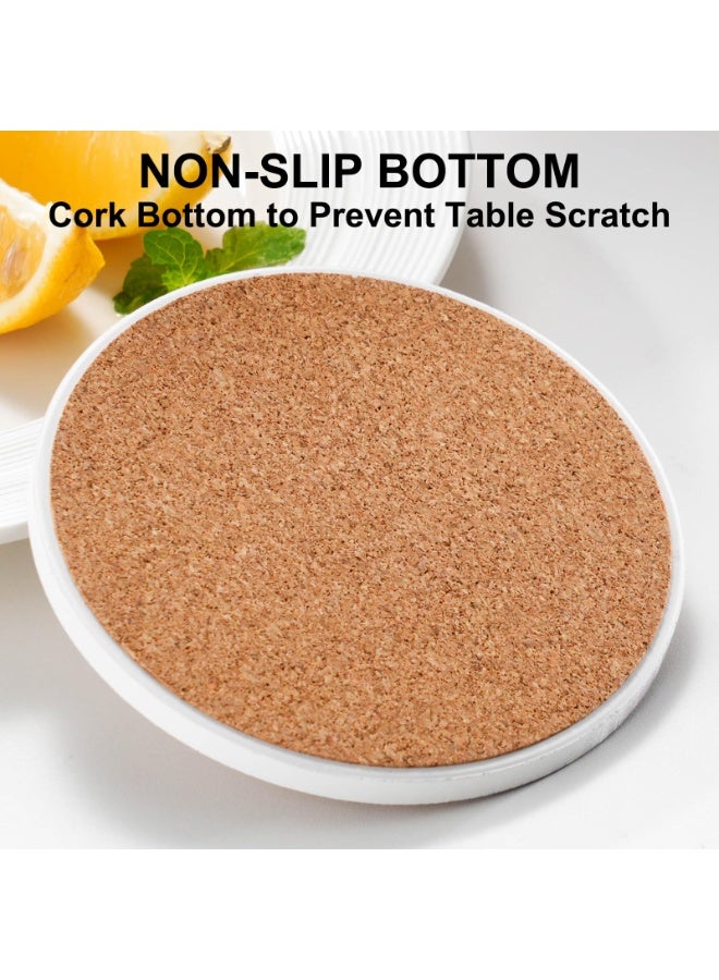 Bukela Drink Coasters Set of 6 with Holder, Ceramic Absorbent Coaster for Drinks, Boho Coasters with Cork Base for Tabletop Protection, Coffee Table Decor 4 inches - Image 5