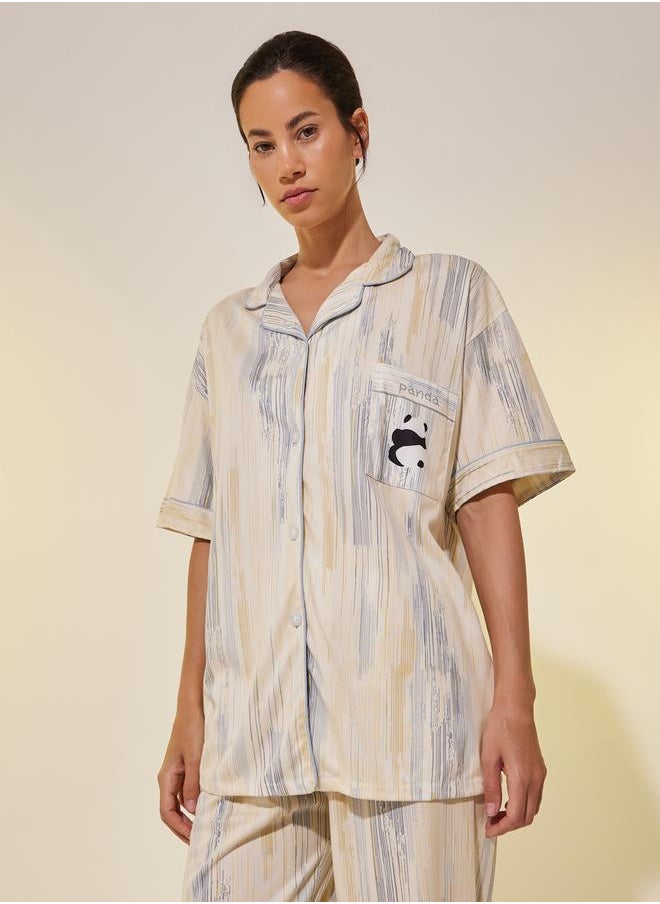 Take Two Panda Print Pocket Shirt, Shorts and Pyjama Set  - Image 2