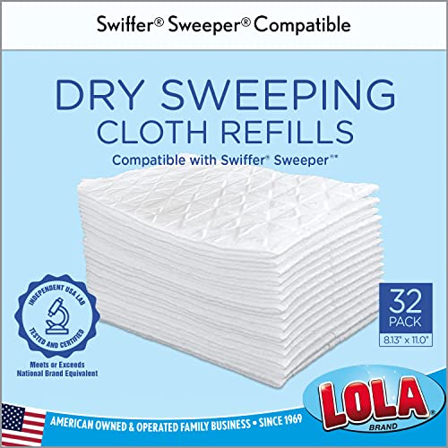 LOLA Dry Sweeping Cloth Refill Pads, 32 Pack, Unscented, Compatible with Swiffer Floor Mop, Comparable to Swiffer Refills, 11" x 8.13" - Image 5