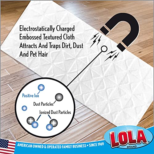 LOLA Dry Sweeping Cloth Refill Pads, 32 Pack, Unscented, Compatible with Swiffer Floor Mop, Comparable to Swiffer Refills, 11" x 8.13" - Image 2