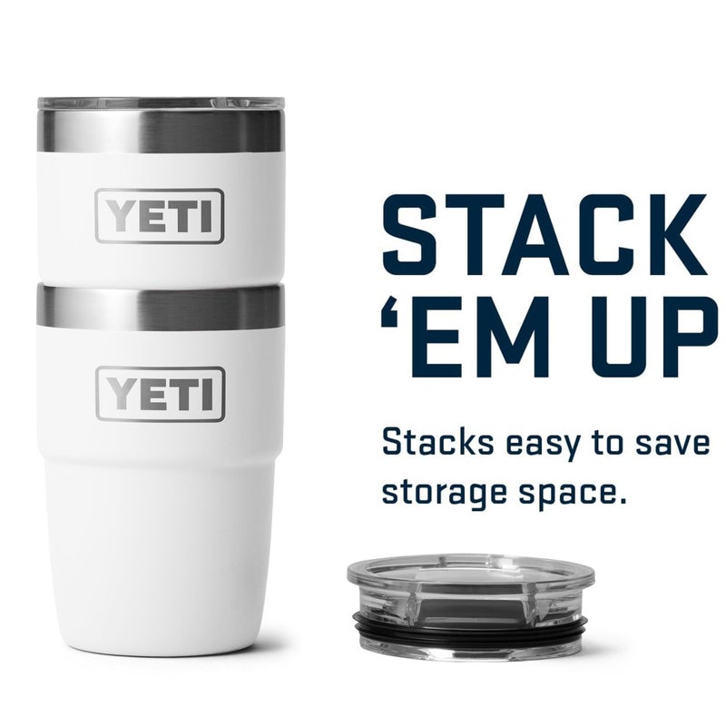 YETI Rambler 8 oz Insulated Coffee Mug with Lid - Stackable Double-Wall Vacuum Insulated Coffee Cup - DuraSip Ceramic Lining - Barista-Friendly Design - Stainless Steel - Dishwasher Safe  White - Image 4