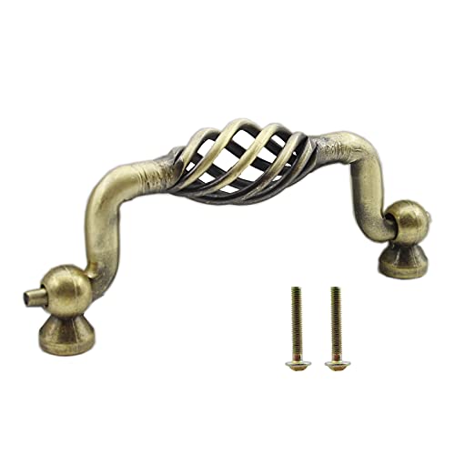 TTZEZE 6 Pack Cabinet Knobs, Birdcage Nest Twist Handle Pull Cupboard Dresser Drawer Closet Wardrobe Bookcase Hardware for Kitchen Bathroom Bedroom with Screws (Birdcage 96mm/3.78", Bronze) - Image 1