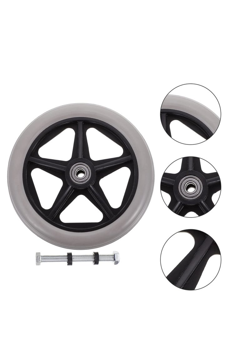 Y&D 6 Inch Solid Black Caster Wheel Replacement Parts for Wheelchairs Rollators Walkers Disabled Anti-Slip Rubber Wheels Wheelchair Accessory Harness -for Automotive Truck RV Boat Motorcycle  - Image 2