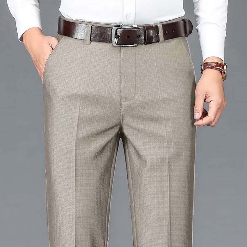Mens Business Western Pants Dosing Casual Western Pants Dress Mens Pants Straight Spring and Summer Stretch Middle-aged Dads Western Pants Black - Image 3