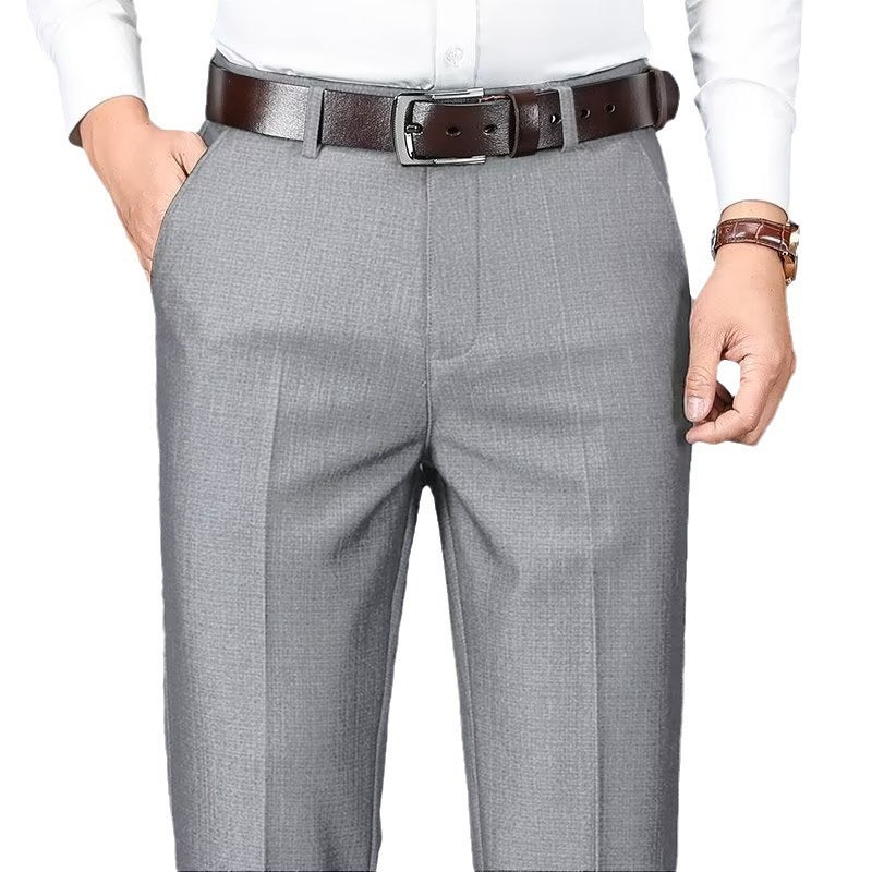 Mens Business Western Pants Dosing Casual Western Pants Dress Mens Pants Straight Spring and Summer Stretch Middle-aged Dads Western Pants Black - Image 5