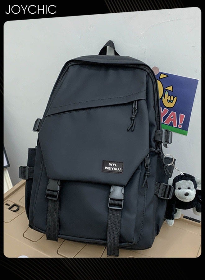 Joychic حقيبة ظهر يومية مقاومة للماء من البوليستر مع غطاء إغلاق وحقيبة كتب مقاومة للتآكل مع قلادة كرتونية للنساء والرجال والطلاب في المرحلة المتوسطة والثانوية والكليات - Image 3