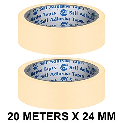 VCR Masking Tape - 20 Meters in Length 24mm / 1" Width - 2 Rolls Per Pack - Easy Tear Tape, Best for Carpenter, Labelling, Painting and leaves no residue after a peel. - Image 2