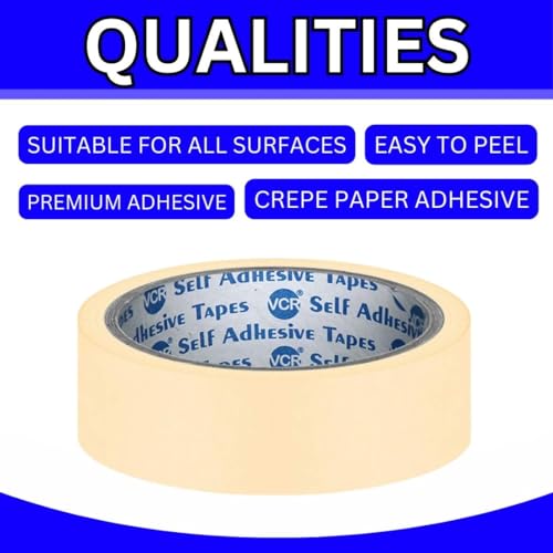 VCR Masking Tape - 20 Meters in Length 24mm / 1" Width - 2 Rolls Per Pack - Easy Tear Tape, Best for Carpenter, Labelling, Painting and leaves no residue after a peel. - Image 5