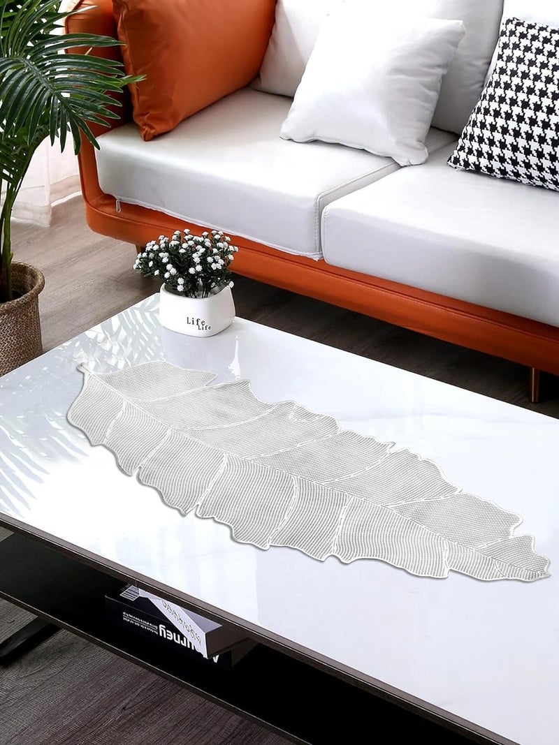 Groki Silver Floral PVC Table RunnerAffordable Luxury Look for Dining Table 35Lx13W Set 1 - Image 3