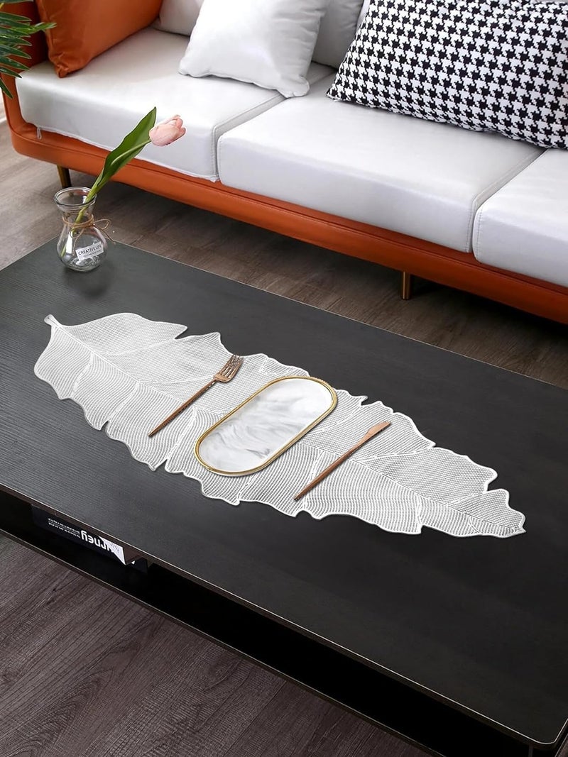 Groki Silver Floral PVC Table RunnerAffordable Luxury Look for Dining Table 35Lx13W Set 1 - Image 2