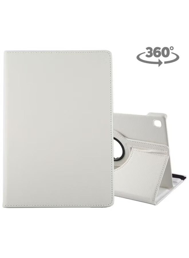 بروماس غطاء حماية من الجلد بملمس ليتشي قابل للدوران 360 درجة لجهاز جالاكسي تاب S5e 10.5 T720 / T725، مع حامل أبيض