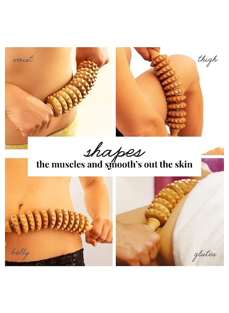 شو وو أسطوانة تدليك خشبية منحنية للخصر والفخذ متعددة الوظائف - Image 3