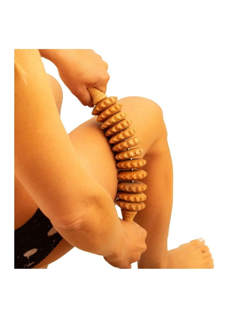 شو وو أسطوانة تدليك خشبية منحنية للخصر والفخذ متعددة الوظائف - Image 1