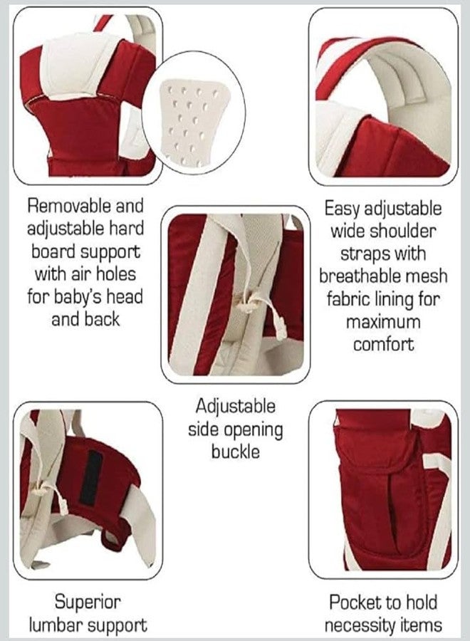 HIERAX Baby Carrier, Brown and Cream, Ergonomic Design with Padded Straps, Front and Back Carry (DarkRed&Beige) - Image 4