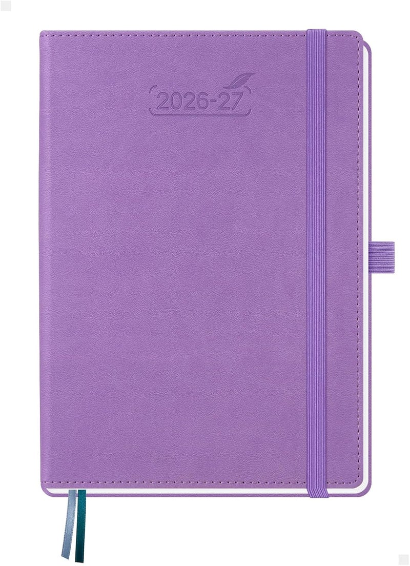 BEZEND A5 Diary 2026-2027 Week to View Academic Year 18 Month Runs Jul'26 - Dec'27, Vertical Weekly Planner with Time Slots & Monthly Tabs, PU Leather Hardback, Lavender - Image 1