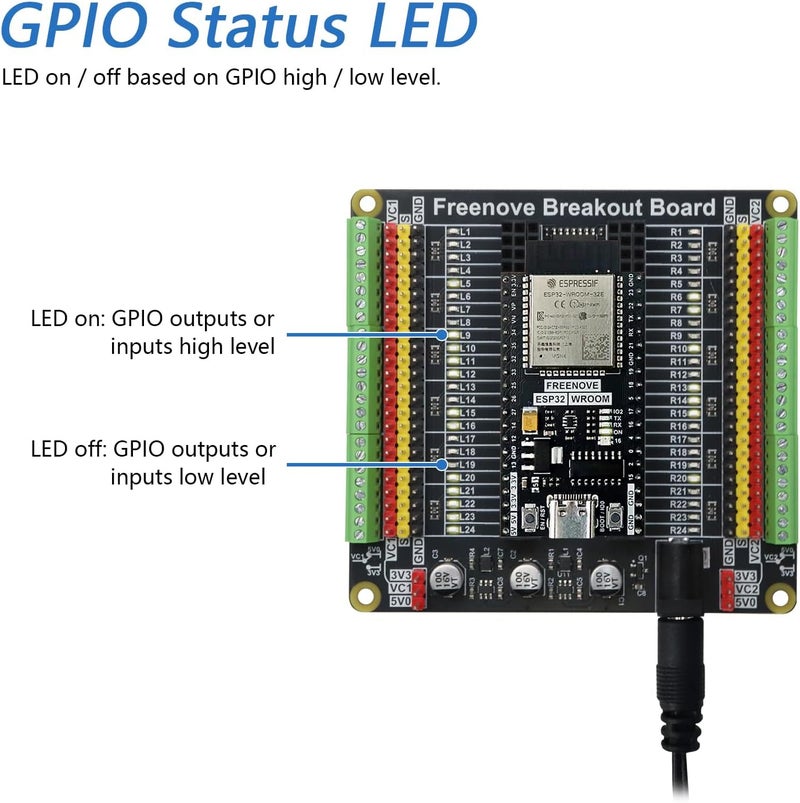 فريينوف لوحة التوسعة العالمية المتوافقة مع Arduino Nano Micro Raspberry Pi Pico 1 2 W ESP32 ESP8266، درع كتلة طرفية مع رأس دبوس، مؤشر LED لحالة GPIO، 5 فولت 3.3 فولت - Image 4