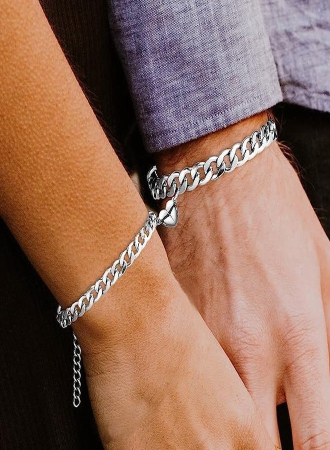 BEAUTIVIA Magnetic Couples Bracelets for Women Men, Stainless Steel Heart Magnet Couple Bracelets, Matching Bracelets for Boyfriend and Girlfriend (PACK OF 2 PIECES) - Image 3