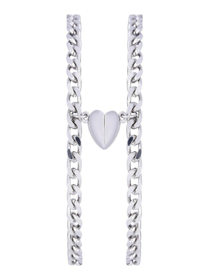 BEAUTIVIA Magnetic Couples Bracelets for Women Men, Stainless Steel Heart Magnet Couple Bracelets, Matching Bracelets for Boyfriend and Girlfriend (PACK OF 2 PIECES) - Image 1