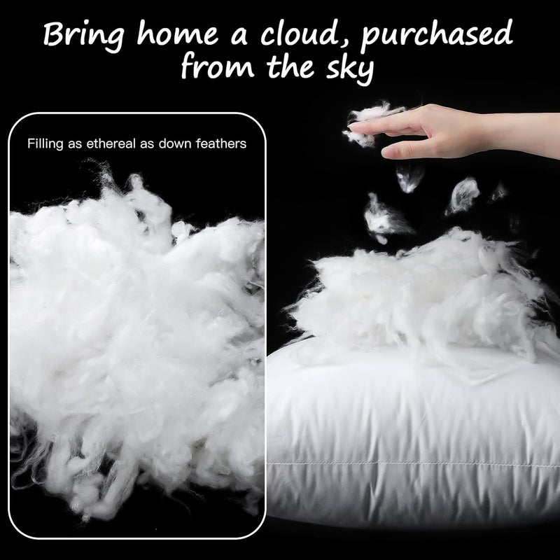 Synthetic Down Lumbar Pillow Insert, 20x26 Down Alternative Throw Pillow Insert. Ultra Soft Fluffy Sleeping Pillow with 100% Cotton Cover, Decorative Pillows-White. - Image 3
