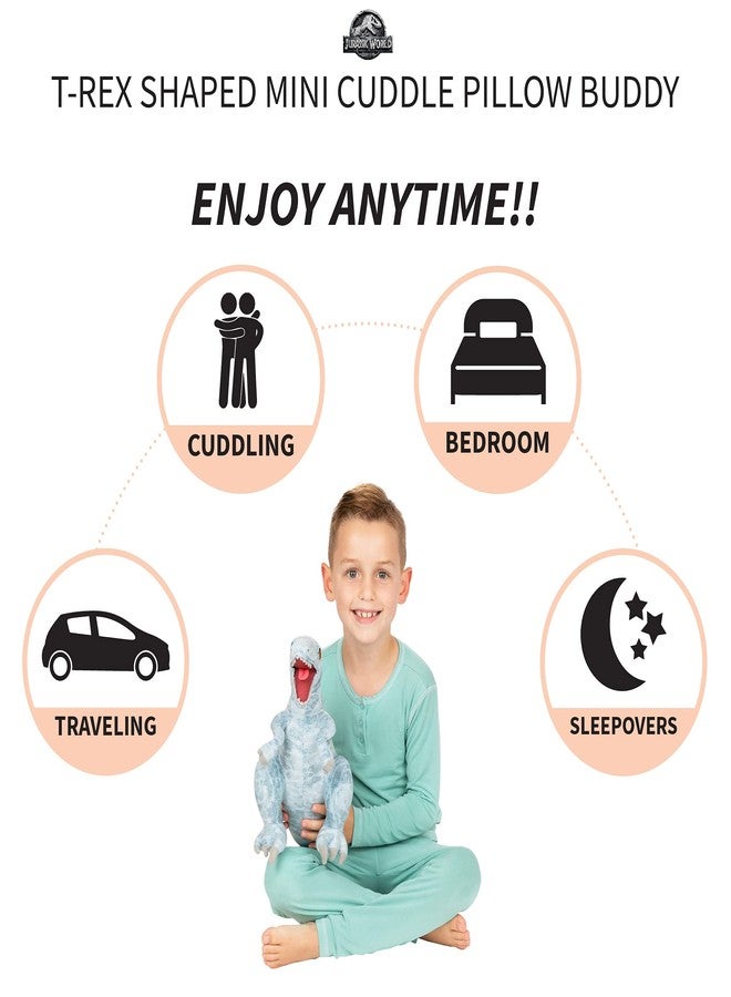 Franco Kids Bedding Super Soft Plush Mini Cuddle Pillow Buddy, One Size, Jurassic World Blue T-Rex - Image 3