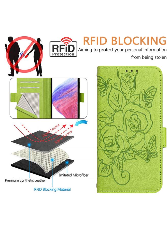 S-TOP Case For Samsung Galaxy A36 5G Embossed Rose RFID Anti-theft Leather Phone Case - Image 5