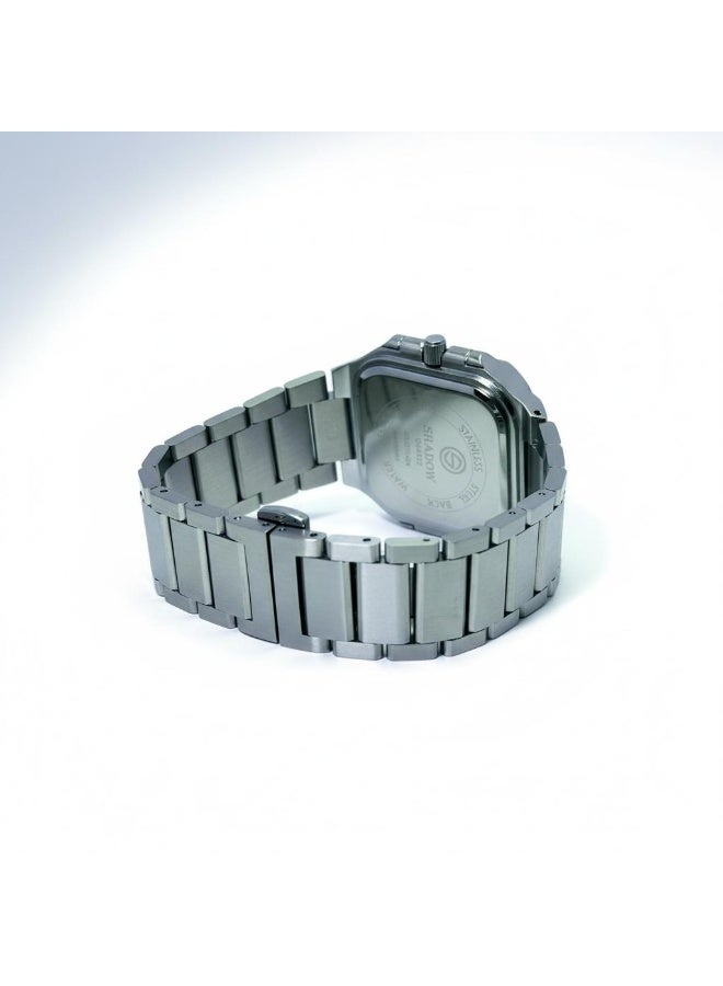 SHADOW Axis SD1404 Men’s Square Watch Stainless Steel Grey Gold Quartz Analog Luxury Watch UAE - Image 5