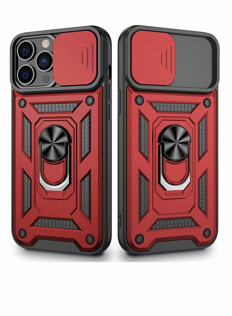 Captaintech Built-in 360° Rotate Ring Stand Magnetic Cover Case for iPhone Pro 13 Pro Max - Image 1