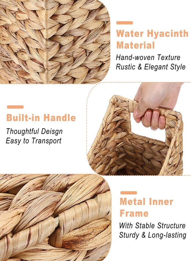 BTSKY Woven Magazine Holder, Water Hyacinth Magazine Basket, Natural Storage Basket Bin for Books & Files, Bathroom Magazine Rack with Built-in-Handle for Home, Office & Desk - 17x6.5x9.8 Inch - Image 4