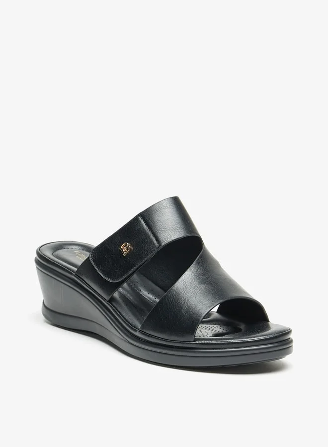 Flora Bella By Shoexpress Women's Solid Slip-On Sandals With Wedge Heels